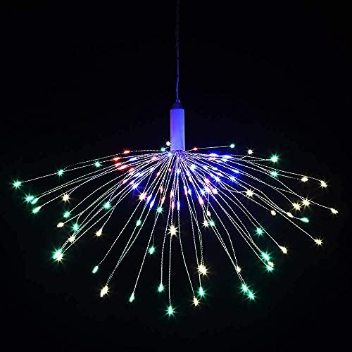 FOOING Starburst Lights LED,Outdoor Hanging Firework Garden Light Battery Powered,Colorful 4 Pack Garden Light with Remote for Valentine Birthday Wedding Christmas Tree Decorations