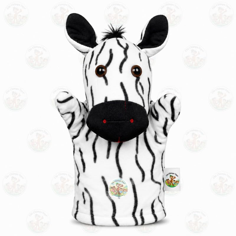 Image of Zebra Puppet Soft Hand Puppet for Kids Role Play Storytelling Educational Toy