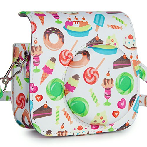 CAIUL Camera Carrying Case Compatible with Fujifilm Instax Mini 8 8+ 9 Camera, Donuts & Ice Cream