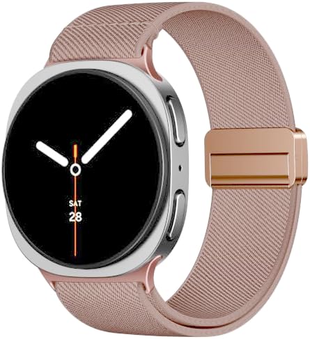 Maledan Stretchy Elastic Nylon Band for Galaxy Watch 9 8/8 Classic – Pink