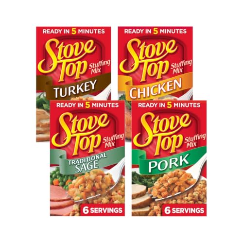 Image of Stove Top Stuffing Mix Pack - Traditional Sage, Pork, Turkey & Chicken, 6 oz Each, 4 Count (Variety Pack)