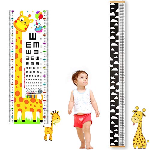 RMENOOR Grafico Altezza Bambini Bambini Altezza Crescita Grafico Misurazione Bambini Grafico Di Crescita con Tabelle per la Prova Della Vista Tavola Optometrica Tumbling'E' Grafico di Prova Visiva