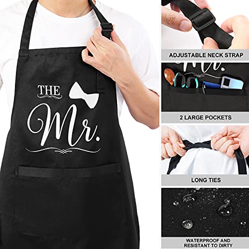 Masgalacc Mr And Mrs Aprons, Christmas Wedding Gifts For Couple, Couple Kitchen Gifts For Engagement, Anniversary, Bridal Shower Gifts With Dish Towel, Oven Mitts, Pot Holder & Keychain #TOP2