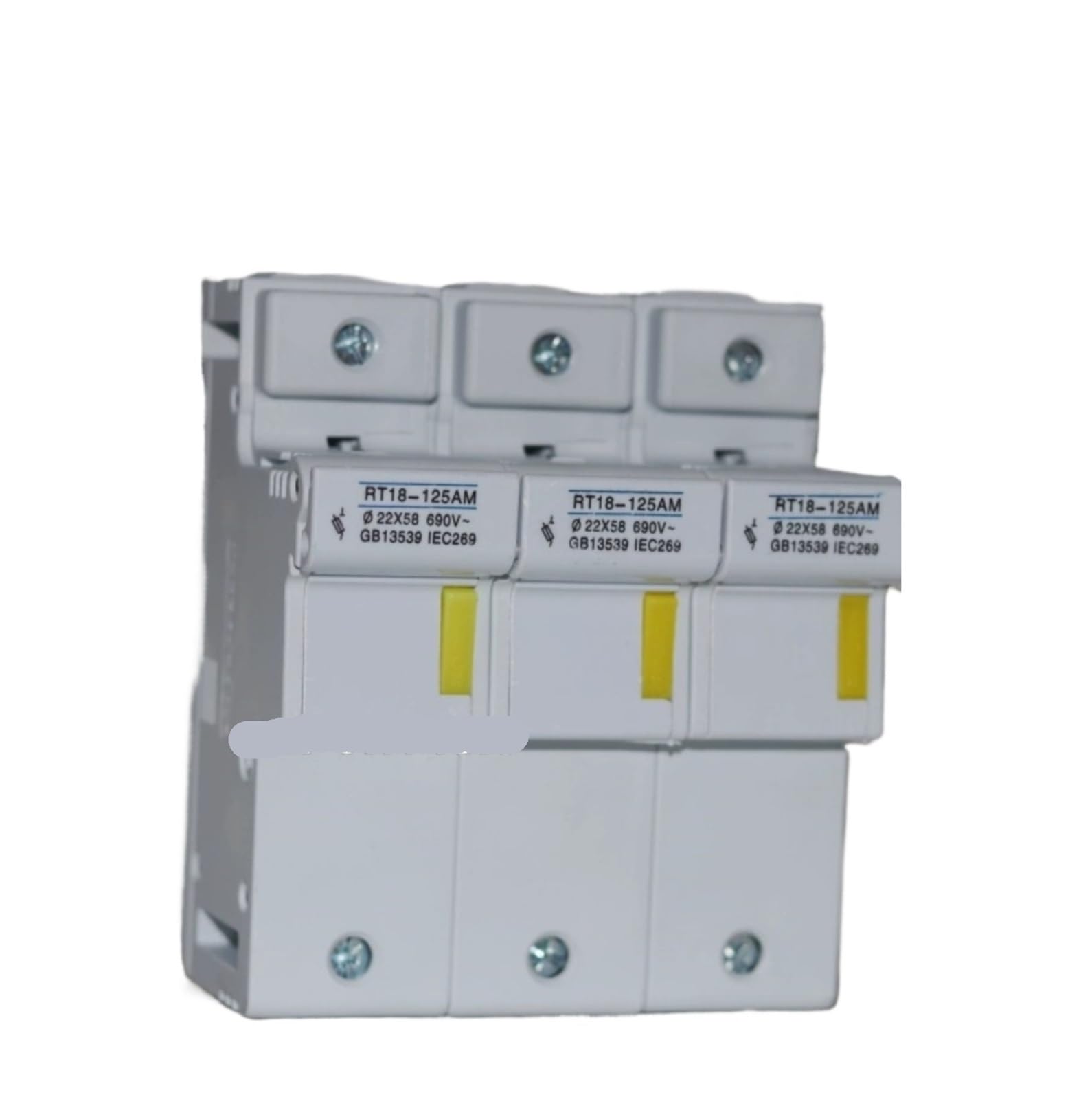 Portafusibles RT18-125 3P base modular para fusibles R017 y carril DIN