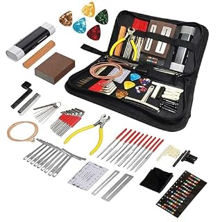 Guitar Repairing Maintenance Tool Kit 72Pcs Guitar Repair Kit Including Guitar Strings, Plectrums, Bridge, Guitar Code For Acoustic Electric Guitar Bass Ukulele - Les Beatles, Paul McCartney, John Lennon, RIngo Starr, George Harrison