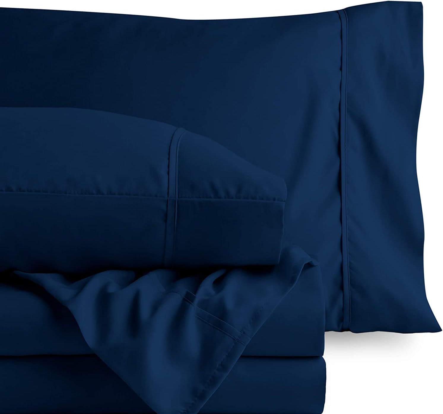 Tencel Sheets Cal-King Size Bed Sheets 4pc Set, 100% Eucalyptus Lyocell Sheets Set, Silky Soft & Breathable, Moisture Wicking,Temperature Regulating, Percale Weave Bed Set 16" Deep Pockets- Navy Blue