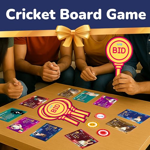 Image of Cricket Auction Game | Cricket Card & Family Board Game | Strategic Bidding for Kids & Adults | Screen Free Games for Kids | Sports Themed | 2-5 Players (Ages 14+)