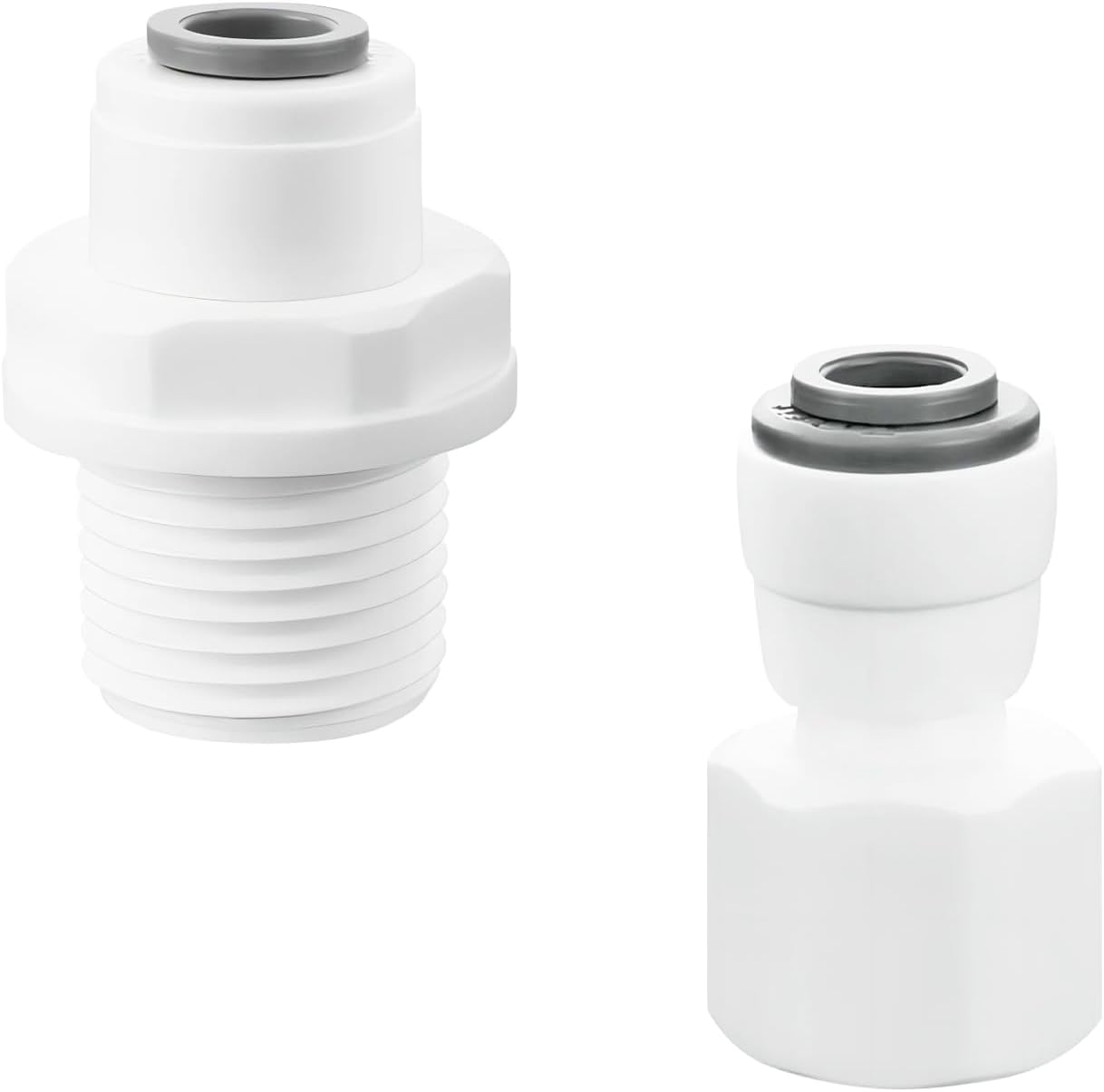 Qrity Water Filter Quick Connector, 3/8" BSP Male Thread to 1/4" Quick Connect + 3/8" BSP Female Thread to 1/4" Quick Connect, One Each