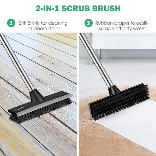 Image of SetSail Floor Scrub Brush, 51-Inch Adjustable Long Handle Brush, Black Grey