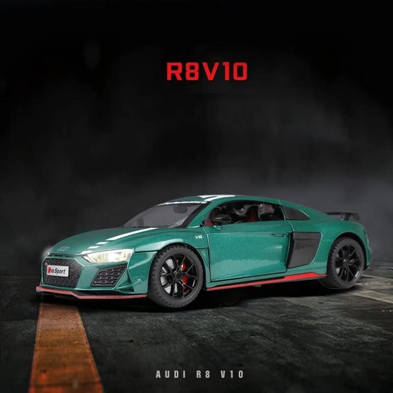 Image of Audi R8 1:24 Model Car with Box, Zinc Alloy Pull Back Toy car with Sound and Light for Kids Boy Girl Gift [Colors as Per Stock]