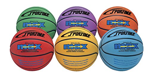 SportimeMax Men's Basketballs, 29-1/2 Inches, Multiple Colors, Set of 6