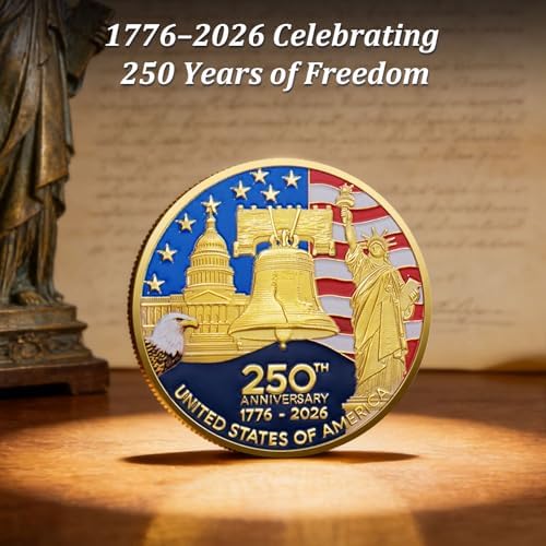 USA 250th Anniversary Commemorative Coin 1776-2026, America 250 Patriotic Challenge Coin, Double-Sided Collectible Token with Liberty Bell & American Eagle, US 250th Anniversary Souvenir Gift (1PCS) - View 4
