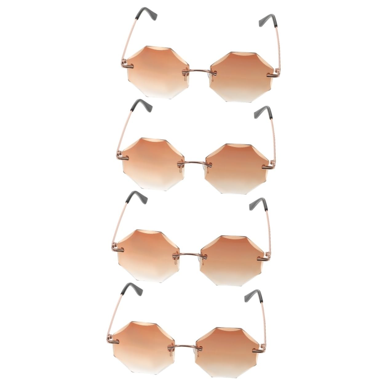SHERCHPRY 4pezzi Occhiali Da Sole Rimless Poliedrici Per Feste Eyewear Per Uomini e Donne Per Shopping e Eventi Estivi Lenti Leggere e Resistenti