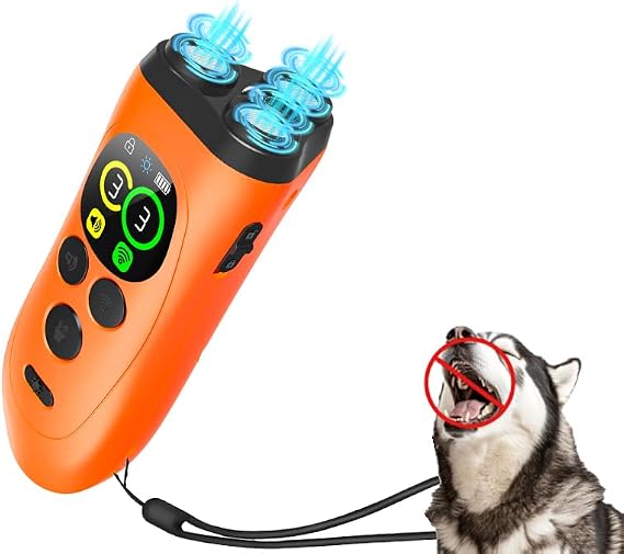Ultrasonic Bark Control Device for Dogs - 3 in 1 Dog Training Aid with 3 Adjustable Levels, 50ft Range, LED Strobe & Flashlight - Stop Barking, Safe & Humane Pet Corrector