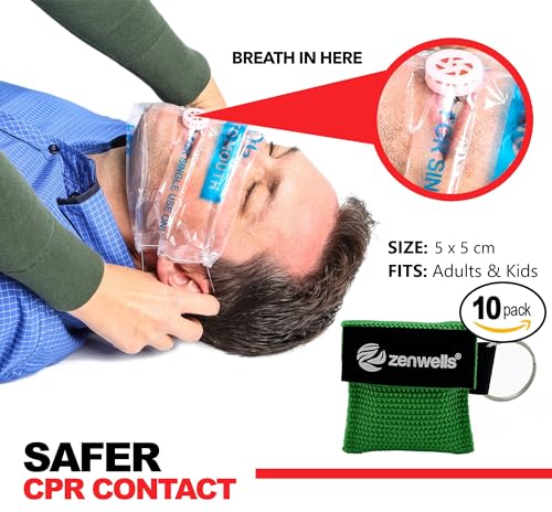 Beatmungsmaske Schlüsselanhänger 10 Stück (bunt) - CPR Maske Face Shield - Erste Hilfe Beatmungsmasken für Erwachsene und Kinder - Perfekter Schutz für den Notfall