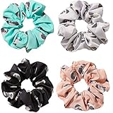 4 Pack pug gifts pug Dog Scrunchies for Hair Cute Dog Hair Ties Accessories for Women Girls Chiffion Cartoons Scrunchy Hair Bands, Pet Dog Hair Scrunchies
