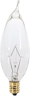 Satco A3674 Candelabra Bulb in Light Finish, 3.63 inches, 1 Count (Pack of 1), Clear