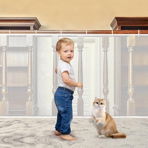 Image of SNOWIE SOFT Baby Safety Net 9.8 ft x3.3 Ft Banister Guards Stairway Rail Net Polyester Stairway Baby Guards with 20 Zip Ties and 30Pcs Nylon Ties Safety Net for Indoor, Outdoor, Patios or Balcony Use