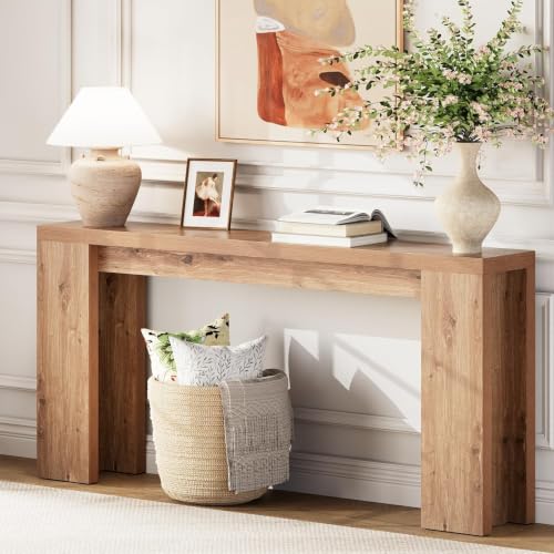 70.9 Inch Extra Long Console Table, Farmhouse Entryway Table with Thickened Base, Wood Sofa Table Behind Couch Table, Narrow Entryway Accent Table for Living Room, Hallway, Entrance, Foyer, Brown 70.9 Inch Extra Long Console Table, Farmhouse Entryway Table with Thickened Base, Wood Sofa Table Behind Couch Table, Narrow Entryway Accent Table for Living Room, Hallway, Entrance, Foyer, Brown