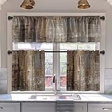 MCALK Brown Kitchen Curtains Tiers and Valances Set 3 Piece for Windows Grey Kitchen Window Curtains