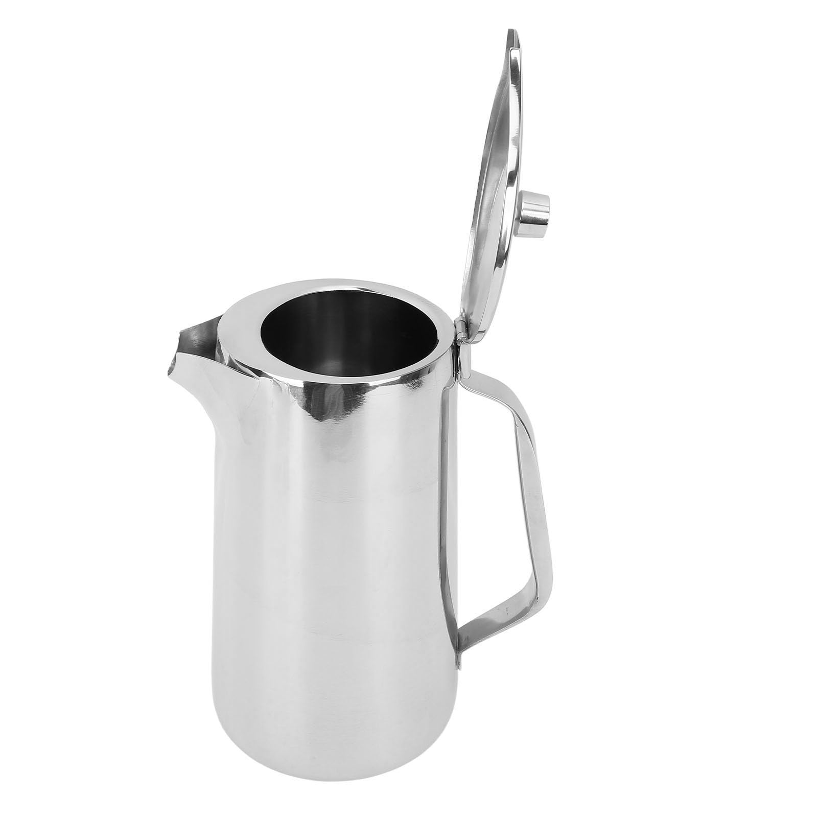 Yosoo Jarra de Agua Fría, Tetera de Acero Inoxidable de 2L con Tapa, Jarra para Espumar Leche, Dispensador de Bebidas para Máquinas de, Arte Latte, 12x24cm