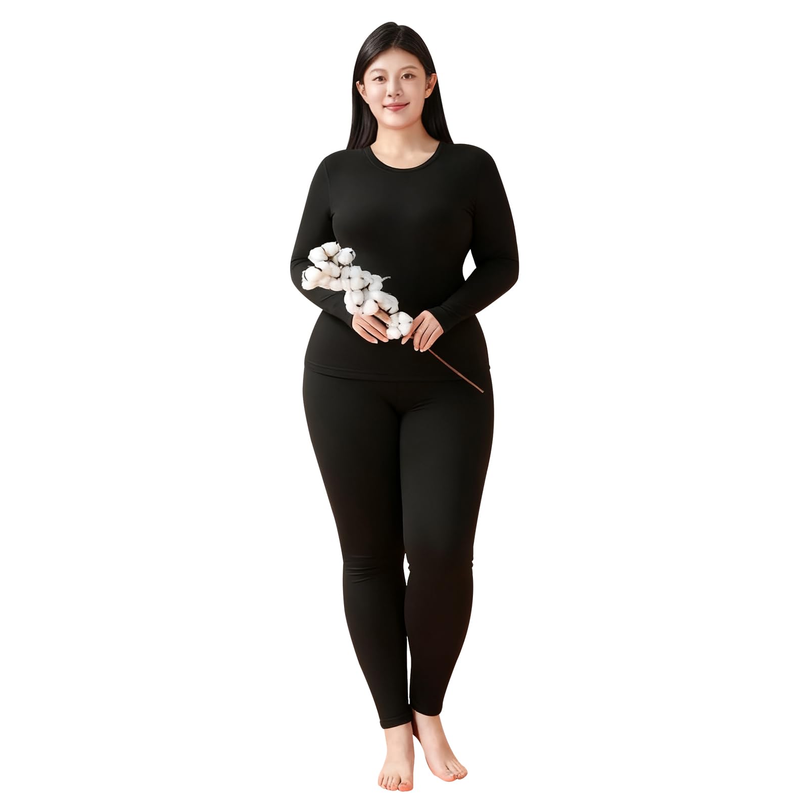 Conjunto Ropa Interior Térmica Mujer Set Funcional de Invierno Capa Base Camiseta Manga Larga Térmica Pantalon para Cálida y Transpirable