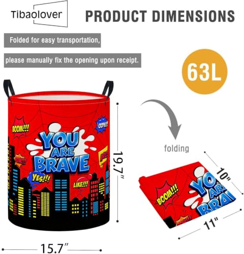 Image of Baby Laundry Basket Baby Nursery Hamper Kids Laundry Basket Toy Storage Bin for Boys Room Decor Gift Baskets for Bedroom Bathroom(Red City)