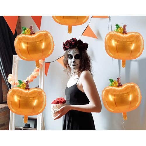 Image of Pumpkin Balloon Thanksgiving Balloons Pumpkin Foil Balloons for Autumn Harvest Thanksgiving Themed Party Decoration Supplier, Birthday Party Balloons Sets 3Pcs