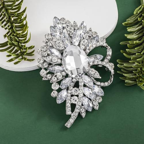 Image of SELOVO Big Large Flower Bow Brooch Scarf Decoration Brooch Pin Gold Tone