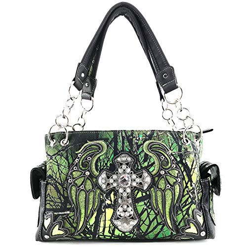 Image of Zelris Camouflage Shine Glow Cross Wings Women Conceal Carry Handbag