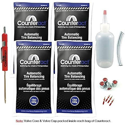 Counteract DIYK-12 Do It Yourself Tire/Wheel Balancing Beads Kit - Off -Road, Medium/Heavy Duty Truck Tires, (4) 12oz DIY Bead Bags, (4) Valve Caps and Cores, (1) Core Remover, Injector Bottle Cover