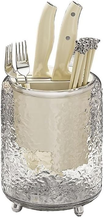 Utensil Holder Utensil Holder Knife Holder, 360° Rotating Kitchen Utensils Holder for Countertop, Modern Multifunctional Utensil Holder Chopsticks Fork Organizer Cutlery Holder(Clear)