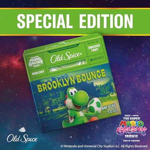 Image of Old Spice Bar Soap for Men, x The Super Mario Galaxy Movie, Cold Pressed with Grit, Made with Natural Oils & Plant Based Cleanser, Smashed Fruit with Passion Fruit & Sunshine Scent, 5.0 oz