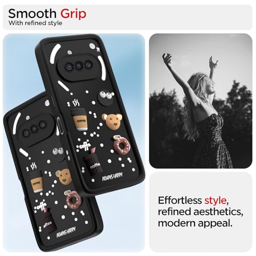 Image of Pikkme Back Cover for Nothing Phone 3a 5G | Cute Fun Cartoon 3D Bear Silicone Full Body Protection Bumper Case (Black)