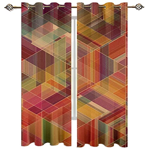 Cortinas Cocina Cortas Opacas Modernas Para Ventanas 2 Piezas 140X160Cm Cortinas Opacas Con Ojales Superposición Geométrica Colorida Salon Dormitorio Juvenil Infantil Termicas Aislantes Frio Y Calo