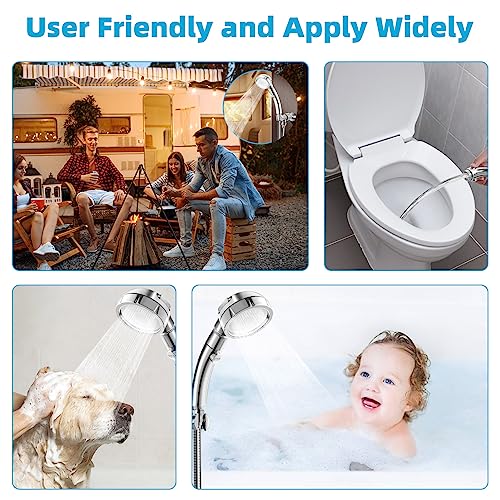 Marbrasse H-3976-S High Pressure Shower Head, 3-Settings Handheld Showerhead With On/Off Full Shutoff Push Button And Switch To Control Flow, Angle-Adjustable Water Saving Body Sprays thumb #4