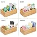 mDesign Bamboo Wood Compact Food Storage Organizer Bin Box - 4 Divided Sections - Holder for Seasoning Packets, Pouches, Soups, Spices, Snacks - Natural