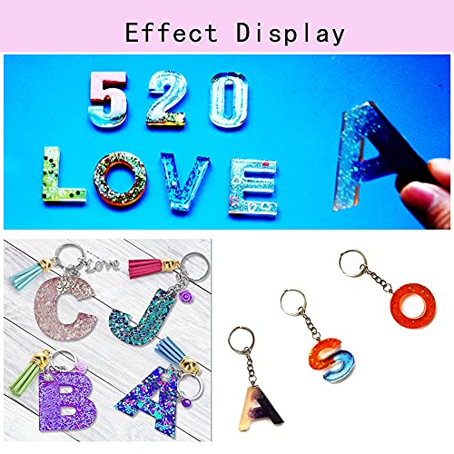Moldes de resina de silicone, moldes de epóxi, 26 letras inglesas números DIY joias molde de resina