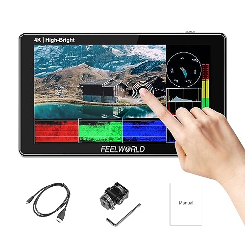 Image of FEELWORLD 1600Nit 4k Ultra Bright Camera Video Monitor 5.5 Inch HDMI Touch Screen DSLR Field Monitor 1920x1200 IPS F970 External Power and Install Kit