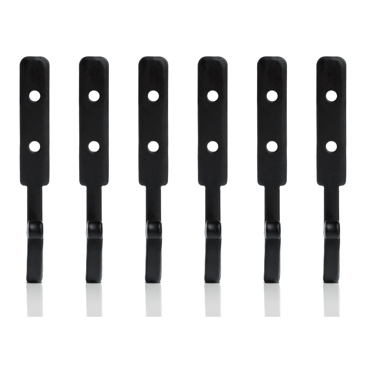 Fayesia Black Hooks - Blacksmith Handcrafted Decorative Wall Mounted Coat Hooks for Hanging Coats, Towels, Bags, Keys and More - Screws Included - Set of 6 (Piano Key)