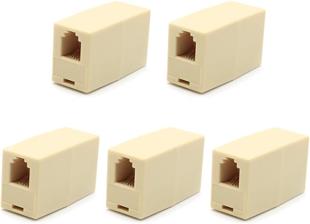 OLIREXD RJ9 Coupler Connector Extender for Connect Two Handset Cables Cord Together 6P4C / RJ9 /RJ10 /RJ22 - Pack of 5