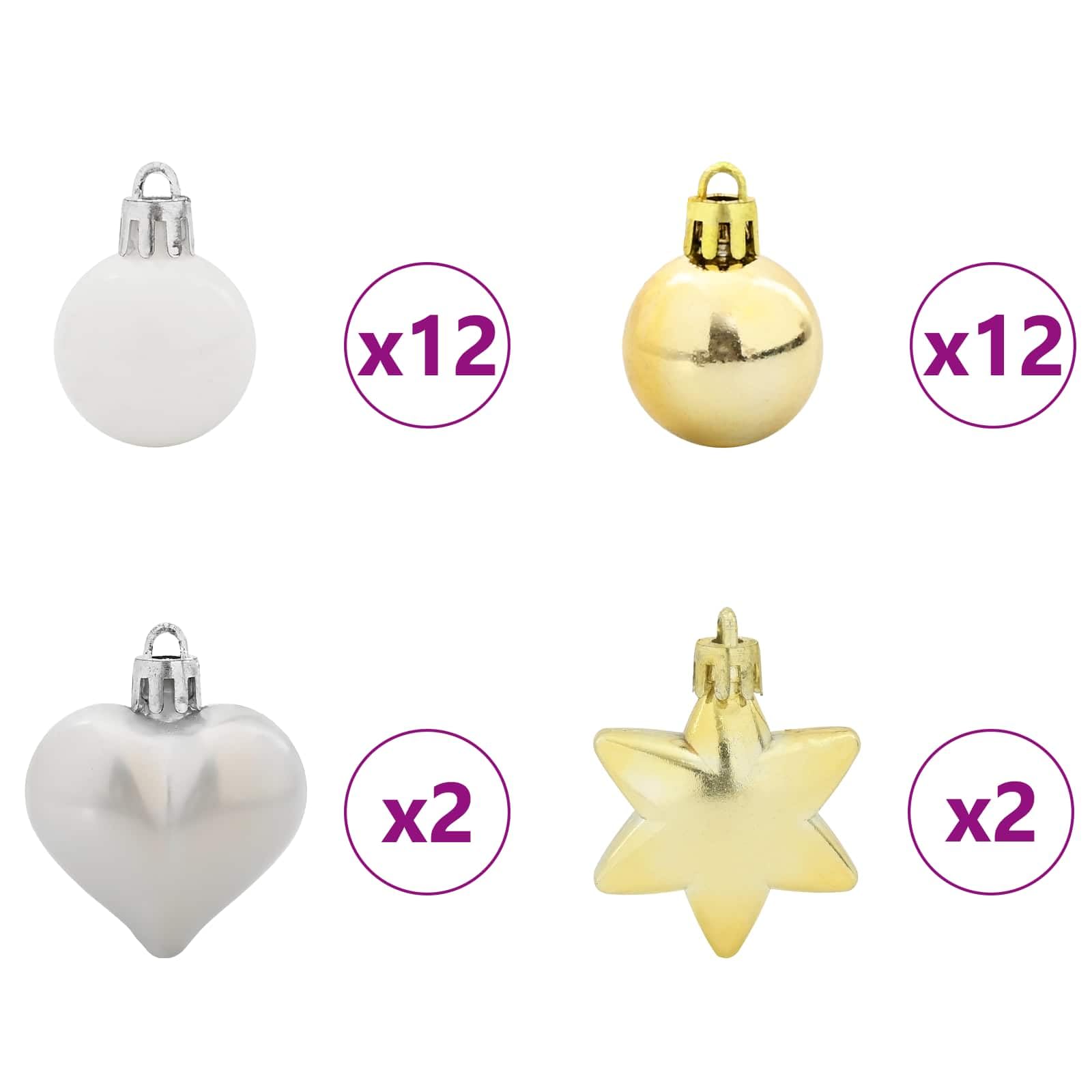 Weihnachtskugel-Set 40 Stück Weiß Gold Kunststoff langlebig modern dekorativ festlich weihnachtlich