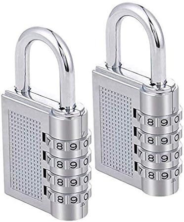 MORE BUY Number Locks for Door Bag Password Key Home Digital Finger Padlock Deal Security Smart 4-Digit Safe Pin for Gym Lockers/School Lockers/Employee Lockers (Silver) (Pack of 2pcs)