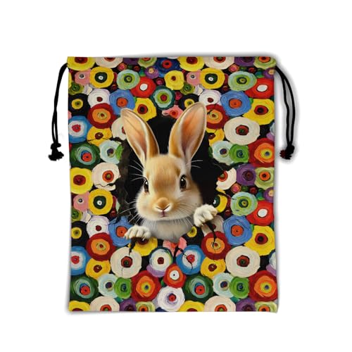 Image of Nerxy Easter Grip Bag - Bunny Gymnastics Grip Bag Spring Gymnasts Gym Bag Colorful Drawstring Gift Bag Gym Storage Pouch for Sports Party Favors