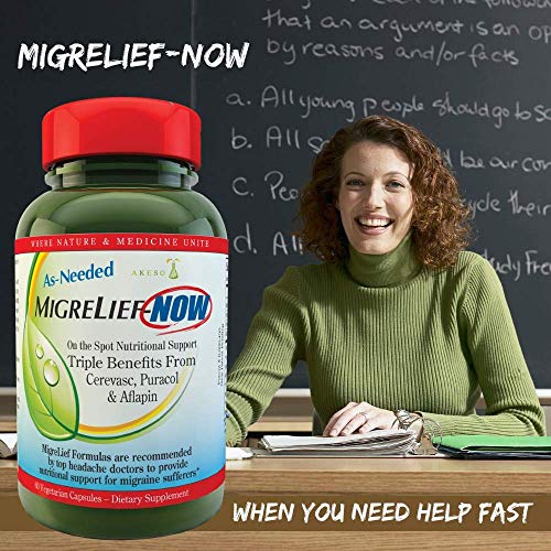 Migrelief-Now - Fast Acting Formula, As-Needed Nutritional Support For Migraine And Headache Sufferers - 60 Vegetarian Capsules #TOP2