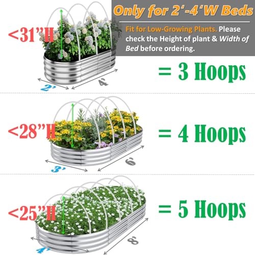 LANEVAN Greenhouse Hoops for 2-4ft Wide Raised Beds, 6.56ft Long Super Bendable Fiberglass Garden Hoops, Weather Resistant Grow Tunnel Support Frame for Plant Row Cover, 6 Pcs - Image 5