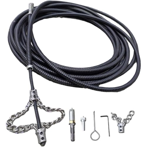Herramienta Profesional Para Desatascar DesagüEs,Serpiente MáQuina De Limpieza TuberíAs EléCtricas,Herramienta Desatascadora,Con Conector Taladro,Para Fregadero Cocina,BañEra E Inodoro(400cm,Black)