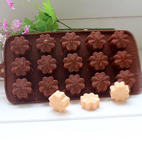 3 Pcs Four Leaf Clover Chocolate Candy Molds, Finegood 15-Cavity Silicone Reusable Non-Stick Pans, Handmade Jelly Ice Cube Fondant Dessert Making, Kitchen Baking Decoration #TOP4
