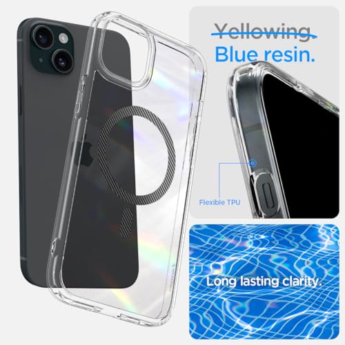 Image of Spigen Ultra Hybrid MagFit Back Cover Case for iPhone 15 /14 /13, MagSafe Compatible, Air Cushion Technology - PC+TPU | Carbon Fiber