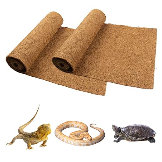 Alfombra para reptiles de fibra de coco, 2 paquetes de alfombras naturales para terrarios, sustrato para reptiles, sustratos para dragón barbudo, geco leopardo, iguana, lagarto, serpiente, tortuga